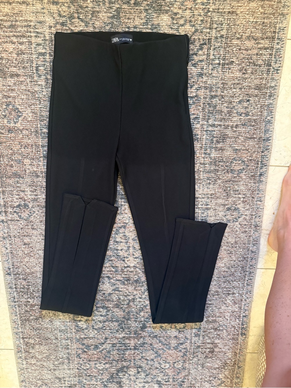 ZARA black ribbed split back pants